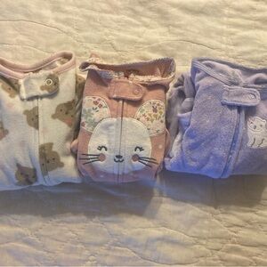 Christmas sale! 0-3 month girl’s sleeper Bundle- Pink, Purple, Cream